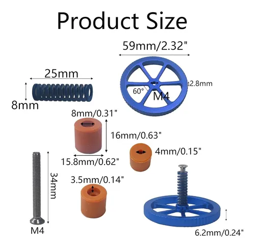 Kit Nivelador Azul Con Resortes Y Tornillos Para Ender 3d