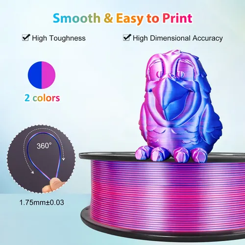 Filamento Pla 3d 1.75mm Rojo/azul – Alta Precisión 250g .//