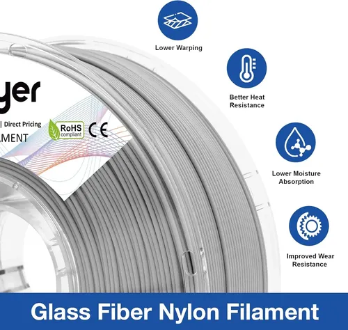 Filamento Nylon Gris 1 75mm Fibra De Vidrio 3d 1kg