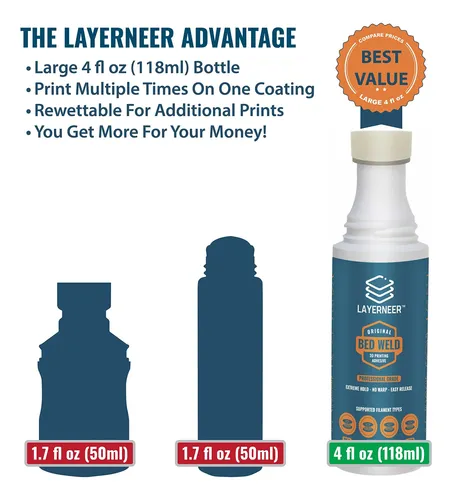 Adhesivo Para Impresora 3d Bed Weld Layerneer, 118 Ml (4 Onz