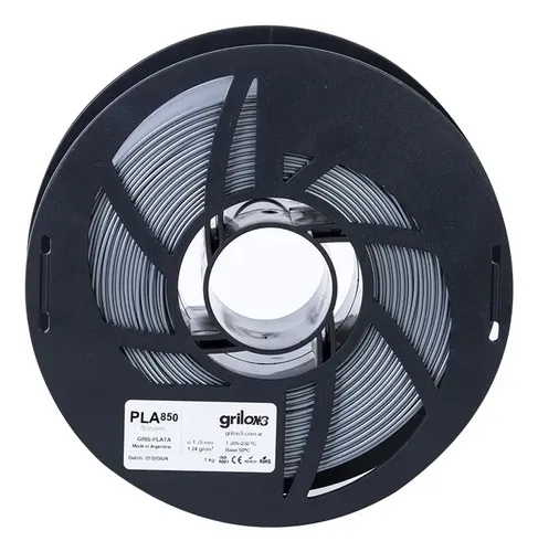 Filamento PLA Gris Plata Grilon3 1.75mm 1kg Impresión 3D