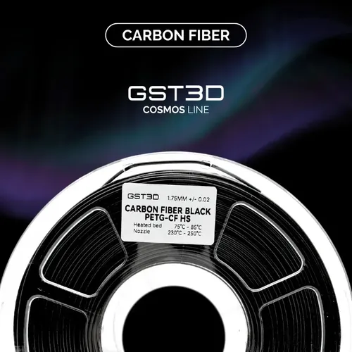 Filamento Gst3d Cosmo 1.75 Mm Fibra De Carbono 1 Kg Negro