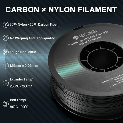 Sainsmart 1.75 Mm Epa-cf Fibra De Carbono Llena Filamento De