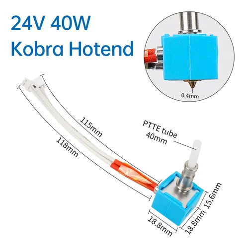 Filamentos Hotend Kobra De Aluminio 3d 24 V40 W Con Fs7