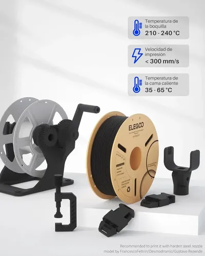 Elegoo Filamento Pla De Fibra De Carbono 1.75mm 1kg Color Negro