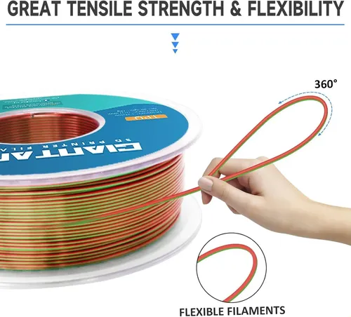 Filamento Pla Para Impresora 3d, Seda Brillante, Rojo Y Verd