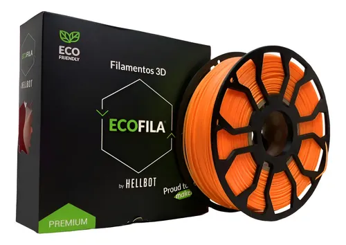 Filamento PLA Impresora 3D Hellbot 1kg 1.75mm Naranja Flúo Ecofila