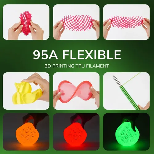 Filamento Tpu Flexible 95a 1.75mm Brilla En La Oscuridad 3d