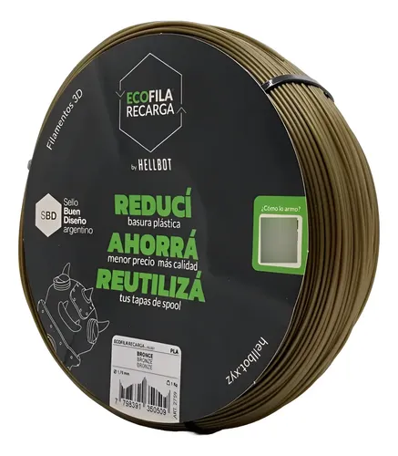 Filamento Pla Hellbot Ecofila Recarga 1kg Bronce