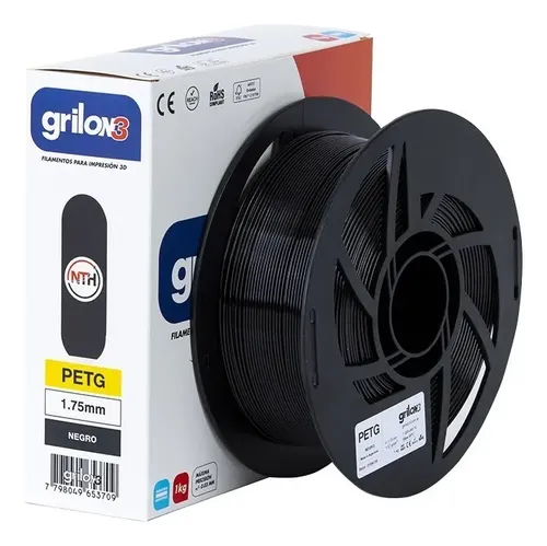 Filamento PETG Negro Grilon3 1.75mm 1kg para Impresora 3D Alta Precisión