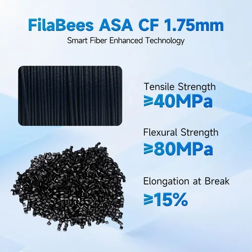 Filamento 3d Filabees Asa Con Fibra De Carbono 1,75mm Negro