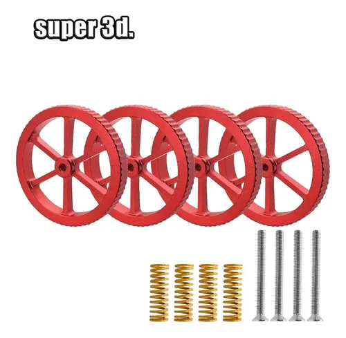 Tuercas Niveladoras Aluminio Rojas Con Resortes Y Tornillos