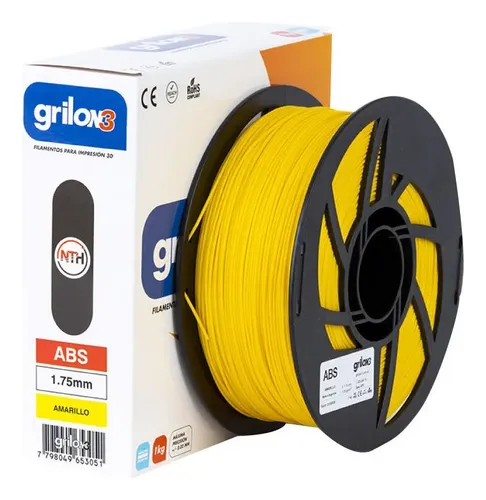 Filamento ABS 1.75mm Grilon3 Amarillo 1kg Para Impresión 3D Alta Resistencia