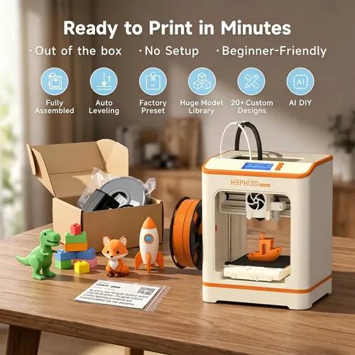 Impresora 3d Hephi3d Tina2c Con Filamento Pla 4 Colores