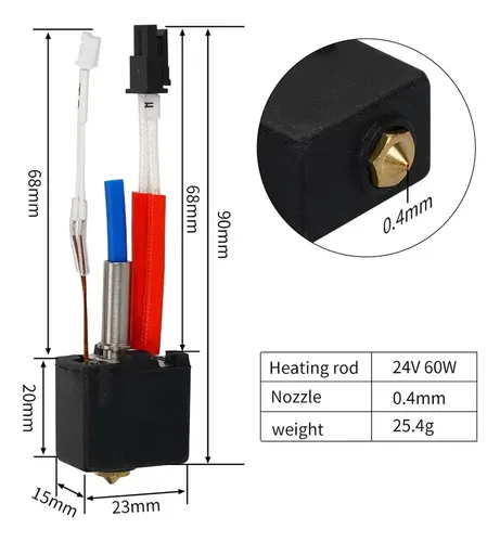 Kit De Hotend 0.4mm Para Impresora 3d, 3 Piezas