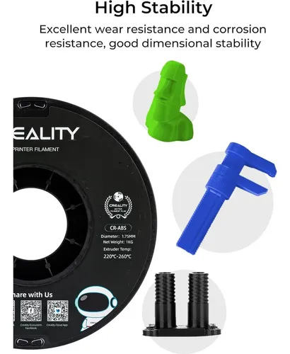 Filamento Abs Creality 1.75mm Negro 1kg Para Impresora 3d Ab