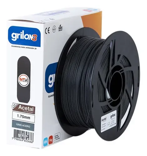 Filamento Grilon3 Acetal Impresora 3D 1.75mm 1kg Gris