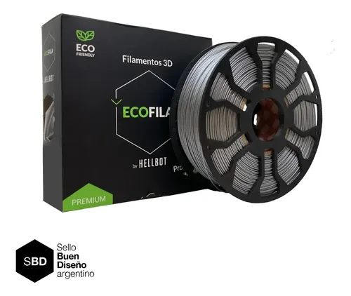 Filamento Hellbot V2 Ecofila Pla Lock 1kg Color Plateado