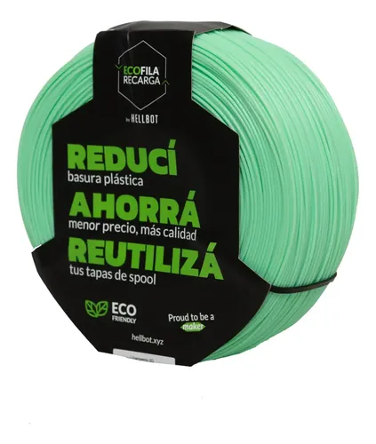 Filamento Hellbot Ecofila Recarga Pla 1,75mm 1kg V2 Color Kiwi Pastel