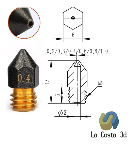 Kit X 5 Nozzle Pico Bronce Ender Mk8 Ender 3 Teflonado