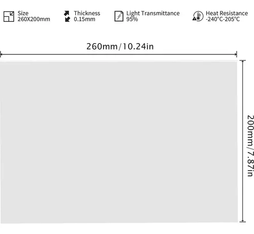 Película Fep 6 Uds Para Impresora 3d De Resina 260x200mm