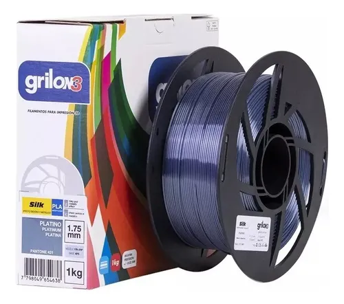 Filamento 3d Silk Pla Mod 1,75 Mm Grilon3 1kg Seda Colores Color Platino