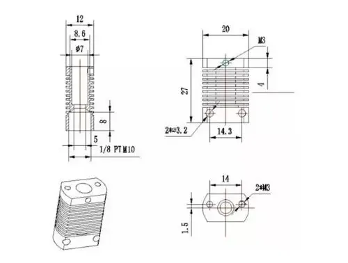Disipador Aluminio Barrel Hotend Impresora 3d Cr10 Ender