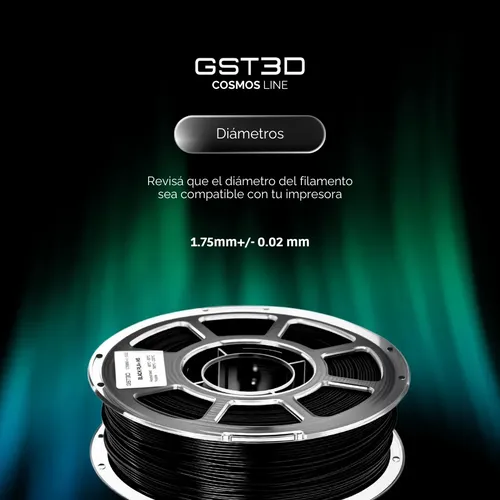 Filamento Pla+ High Speed Gst3d Cosmos 1kg 1.75mm Gris