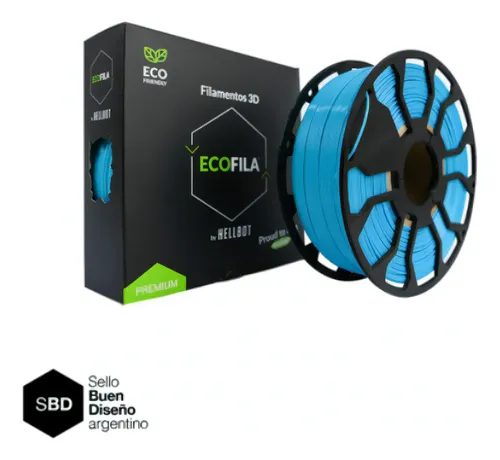 Filamento PLA Hellbot Ecofila Celeste 1.75mm 1kg para Impresora 3D