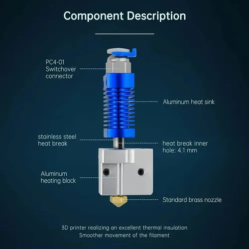 Hotend Volcano Flujo Alto Con Heatbreak Titanio 3d 24v