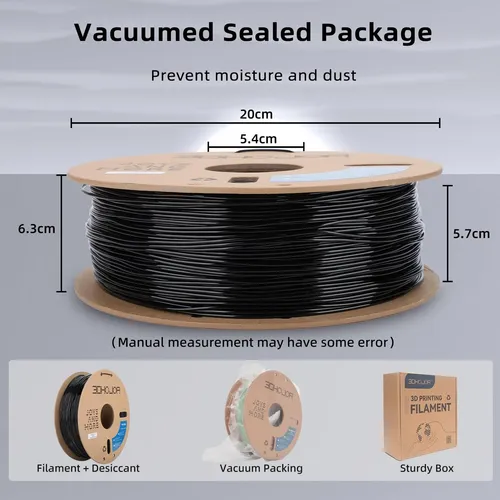 3dhojor – Filamento De Tpu (1,75 Mm, Flexible, 1 Kg), Color  Negro