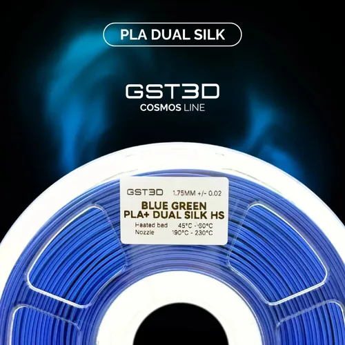Filamento Pla+ Silk Dual Color High Speed Gst3d Cosmos 1kg Negro – Verde