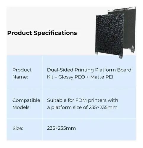 Placa Cama Magnetica Doble Cara Pei Peo 235x235mm Ender