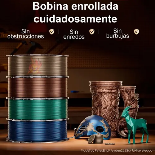 Filamento 3d Elegoo Pla 1.75mm Metalico 1kg Color Oro Métalico