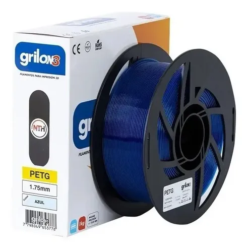 Filamento Petg 1.75mm 1kg Azul Translúcido Grilon3 Impresora 3D