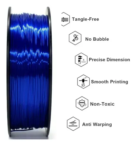 Filamento Pla Seda Metalizado Azul Real 1 75mm 1kg Plateado