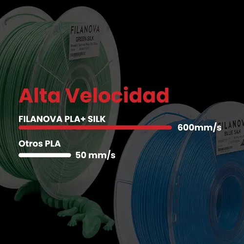 Filamento Silk Pla+ Impresión 3d High Speed Filanova X 1kg Color Green