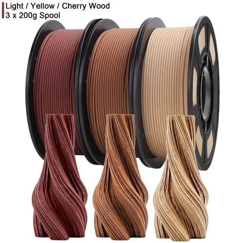 Paquete De Filamentos Wood Pla Para Impresora 3d, 1,75 Mm, 3