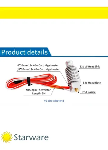 Hotend Te3d Kit V5 Metal Directo