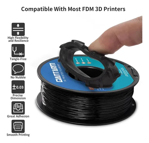 Filamento Tpu Flexible Negro 1 75mm Para Impresora 3d 1kg