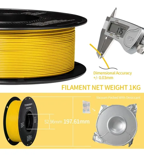Filamento Petg Reforzado Fibra Vidrio Amarillo 1 75mm 1kg