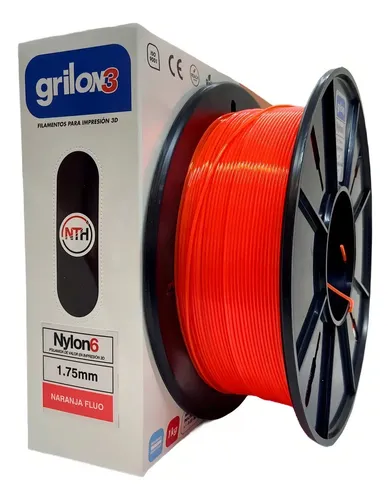 Filamento 3D Grilon3 Nylon 6 1.75mm Naranja Fluo 1kg para Impresora