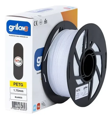 Filamento Grilon3 PET-G 1.75mm Blanco 1kg Impresora 3D