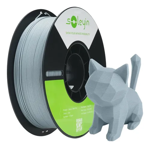 Filamento 3D PLA Soleyin Gris 1.75mm 1kg Impresora Ultra Adherente
