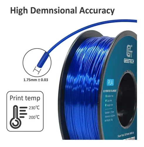 Filamento Pla Seda Metalizado Azul Real 1 75mm 1kg Plateado