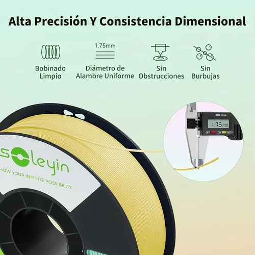 Filamento 3D PLA Soleyin Gris 1.75mm 1kg Impresora Ultra Adherente