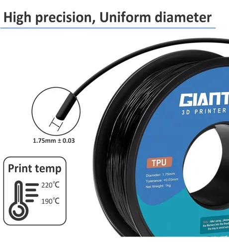 Filamento Tpu Flexible Negro 1 75mm Para Impresora 3d 1kg