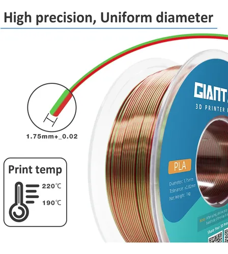 Filamento Pla Para Impresora 3d, Seda Brillante, Rojo Y Verd