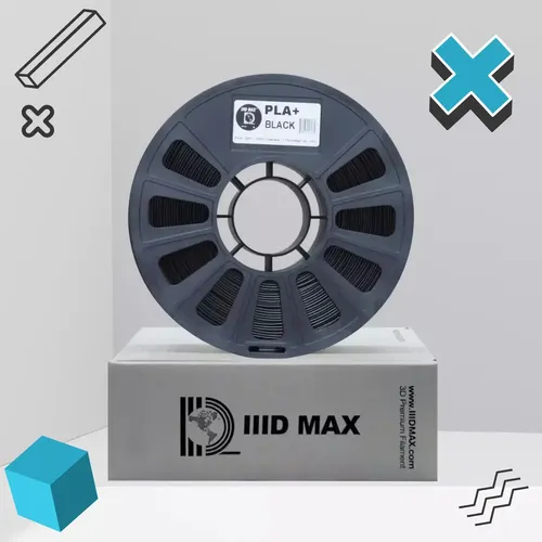 Filamento Impresora 3d Pla+ Iiid Max De 1.75mm X 1kg Color Negro Black