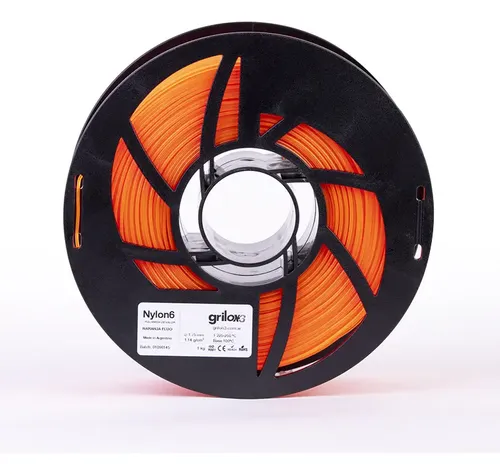 Filamento 3d Nylon 6 Grilon3 De 1.75mm Y 1kg Naranja Flúo